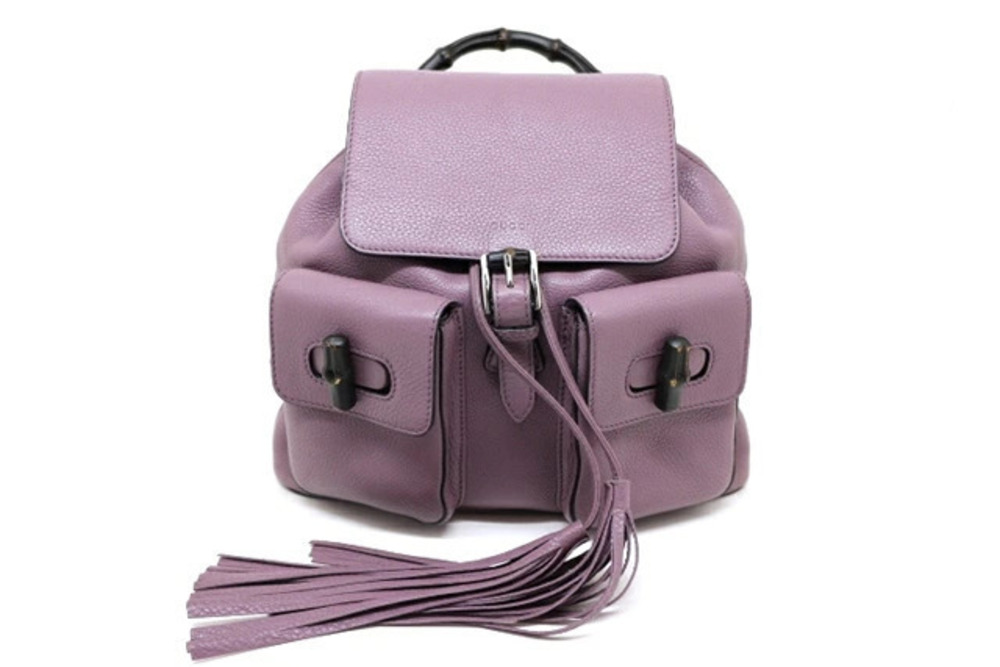 Gucci Bag Backpack Bamboo Calf Fringe Purple